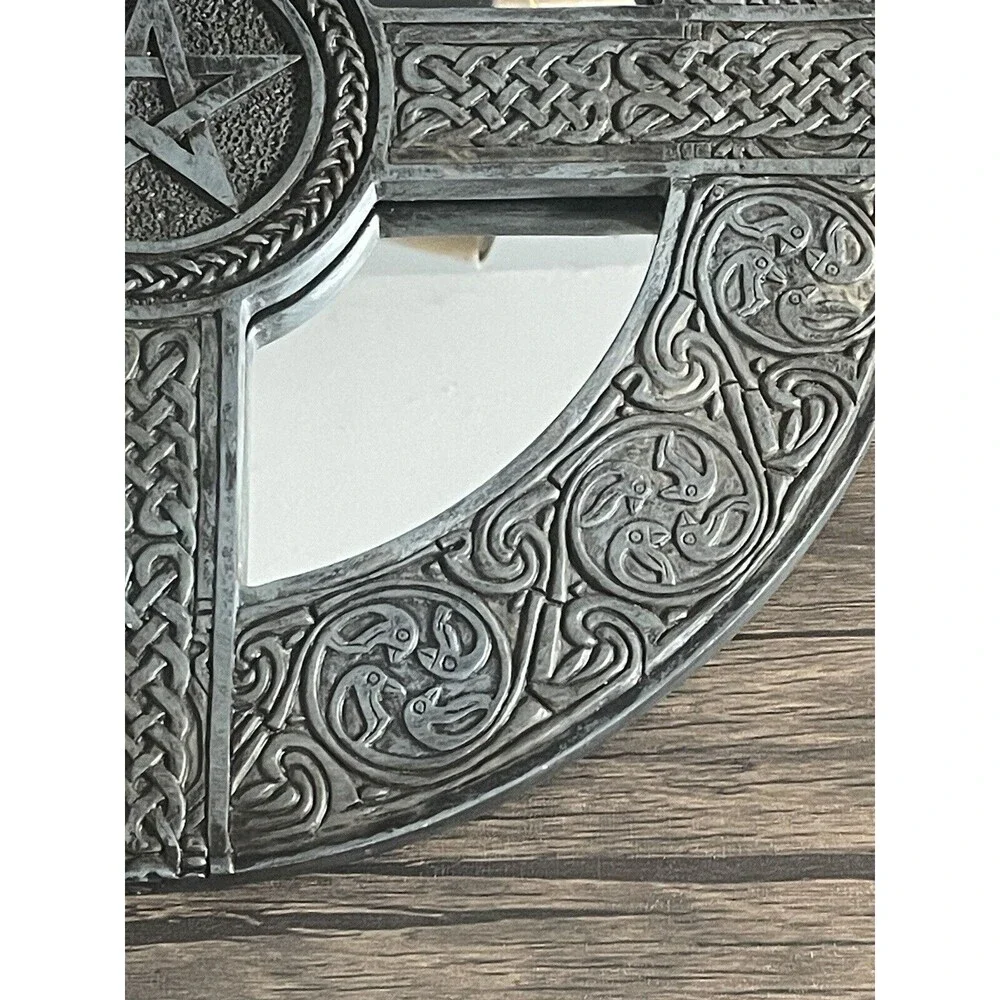 Pentagram Celtic Wall Art Mirror Sculpture Hanging Pentacle Knotwork New Age